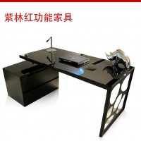 工厂直销 现代烤漆黑色炫酷办公桌 转角电脑桌 旋转柜 办公用品